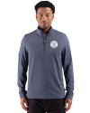 Milwaukee Brewers Mono Cutter & Buck Adapt Recycled Soft Knit Stripe Mens Quarter Zip Pullover Navy Blue Heather Front Thumbnail Image