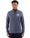 Washington Nationals Mono Cutter & Buck Adapt Recycled Soft Knit Stripe Mens Quarter Zip Pullover Navy Blue Heather Front Thumbnail Image