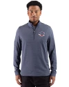 View image 4: Cincinnati Reds Stars & Stripes Cutter & Buck Adapt Recycled Soft Knit Stripe Mens Quarter Zip Pullover  Navy Blue Heather Front