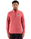 Detroit Tigers Stars & Stripes Cutter & Buck Adapt Recycled Soft Knit Stripe Mens Quarter Zip Pullover Cardinal Red Heather Front Thumbnail Image