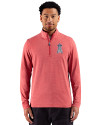 Los Angeles Angels Stars & Stripes Cutter & Buck Adapt Recycled Soft Knit Stripe Mens Quarter Zip Pullover Cardinal Red Heather Front Thumbnail Image