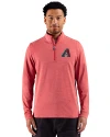 View image 4: Arizona Diamondbacks Cutter & Buck Adapt Recycled Soft Knit Stripe Mens Quarter Zip Pullover  Cardinal Red Heather Front