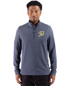 Los Angeles Dodgers City Connect- Cutter & Buck Adapt Recycled Soft Knit Stripe Mens Quarter Zip Pullover Navy Blue Heather Front Thumbnail Image