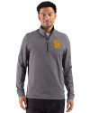 San Diego Padres Cutter & Buck Adapt Recycled Soft Knit Stripe Mens Quarter Zip Pullover Black Heather Front Thumbnail Image