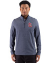 St. Louis Cardinals Cutter & Buck Adapt Recycled Soft Knit Stripe Mens Quarter Zip Pullover Navy Blue Heather Front Thumbnail Image