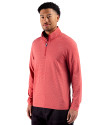 Chicago Cubs Stars & Stripes Cutter & Buck Adapt Recycled Soft Knit Stripe Mens Quarter Zip Pullover Cardinal Red Heather Side Thumbnail Image