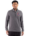 Chicago Cubs Cutter & Buck Adapt Recycled Soft Knit Stripe Mens Big & Tall Quarter Zip Pullover Black Heather Front Thumbnail Image