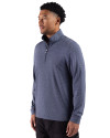 Detroit Tigers Cutter & Buck Adapt Recycled Soft Knit Stripe Mens Big & Tall Quarter Zip Pullover Navy Blue Heather Side Thumbnail Image