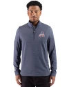 View image 1: Arizona Diamondbacks Stars & Stripes Cutter & Buck Adapt Recycled Soft Knit Stripe Mens Big & Tall Quarter Zip Pullover Navy Blue Heather Front
