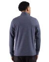 Chicago Cubs Stars & Stripes Cutter & Buck Adapt Recycled Soft Knit Stripe Mens Big & Tall Quarter Zip Pullover Navy Blue Heather Back Thumbnail Image