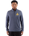 Seattle Mariners Cooperstown Cutter & Buck Adapt Recycled Soft Knit Stripe Mens Big & Tall Quarter Zip Pullover Navy Blue Heather Front Thumbnail Image