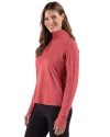Baltimore Orioles Stars & Stripes Cutter & Buck Adapt Recycled Soft Knit Stripe Womens Quarter Zip Pullover Cardinal Red Heather Side Thumbnail Image