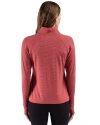 Baltimore Orioles Stars & Stripes Cutter & Buck Adapt Recycled Soft Knit Stripe Womens Quarter Zip Pullover Cardinal Red Heather Back Thumbnail Image