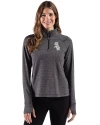Chicago White Sox Mono Cutter & Buck Adapt Recycled Soft Knit Stripe Womens Quarter Zip Pullover Black Heather Front Thumbnail Image