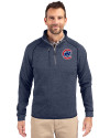 Chicago Cubs Cutter & Buck Mainsail Sweater-Knit Mens Big and Tall Half Zip Pullover Jacket Liberty Navy Heather Front Thumbnail Image
