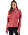 Minnesota Twins Stars & Stripes Cutter & Buck Adapt Recycled Soft Knit Stripe Womens Quarter Zip Pullover Cardinal Red Heather Front Thumbnail Image