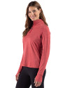 Minnesota Twins Stars & Stripes Cutter & Buck Adapt Recycled Soft Knit Stripe Womens Quarter Zip Pullover Cardinal Red Heather Side Thumbnail Image