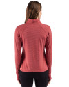 Minnesota Twins Stars & Stripes Cutter & Buck Adapt Recycled Soft Knit Stripe Womens Quarter Zip Pullover Cardinal Red Heather Back Thumbnail Image