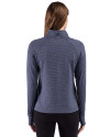 Minnesota Twins Stars & Stripes Cutter & Buck Adapt Recycled Soft Knit Stripe Womens Quarter Zip Pullover Navy Blue Heather Back Thumbnail Image
