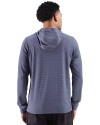 Detroit Tigers Cutter & Buck Adapt Recycled Soft Knit Stripe Mens Hooded Pullover Navy Blue Heather Back Thumbnail Image