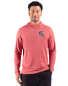 Los Angeles Angels Cooperstown Cutter & Buck Adapt Recycled Soft Knit Stripe Mens Hooded Pullover Cardinal Red Heather Front Thumbnail Image