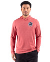 Chicago Cubs Stars & Stripes Cutter & Buck Adapt Recycled Soft Knit Stripe Mens Hooded Pullover Cardinal Red Heather Front Thumbnail Image