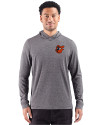 Baltimore Orioles Cooperstown Cutter & Buck Adapt Recycled Soft Knit Stripe Mens Big & Tall Hooded Pullover Black Heather Front Thumbnail Image
