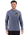 Milwaukee Brewers Cutter & Buck Adapt Recycled Soft Knit Stripe Mens Big & Tall Hooded Pullover Navy Blue Heather Front Thumbnail Image