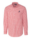 Atlanta Braves Cutter & Buck Easy Care Stretch Gingham Mens Big and Tall Long Sleeve Dress Shirt Cardinal Red Mannequin Thumbnail Image