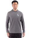 Chicago White Sox Mono Cutter & Buck Adapt Recycled Soft Knit Stripe Mens Big & Tall Hooded Pullover Black Heather Front Thumbnail Image