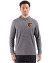 Baltimore Orioles Cutter & Buck Adapt Recycled Soft Knit Stripe Mens Big & Tall Hooded Pullover Black Heather Front Thumbnail Image