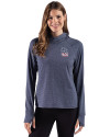 St. Louis Cardinals Stars & Stripes Cutter & Buck Adapt Recycled Soft Knit Stripe Womens Hooded Pullover Navy Blue Heather Front Thumbnail Image