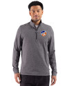 FC Cincinnati Cutter & Buck Adapt Recycled Soft Knit Stripe Mens Quarter Zip Pullover Black Heather Front Thumbnail Image