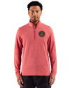 Atlanta United FC - Cutter & Buck Adapt Recycled Soft Knit Stripe Mens Quarter Zip Pullover Cardinal Red Heather Front Thumbnail Image