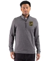 View image 1: LAFC Cutter & Buck Adapt Recycled Soft Knit Stripe Mens Big & Tall Quarter Zip Pullover Black Heather Front