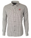 Cincinnati Reds Cutter & Buck Versatech Multi Check Stretch Mens Big and Tall Long Sleeve Dress Shirt Black Mannequin Thumbnail Image