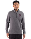 Inter Miami CF Cutter & Buck Adapt Recycled Soft Knit Stripe Mens Big & Tall Quarter Zip Pullover Black Heather Front Thumbnail Image