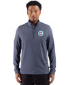 Chicago Fire FC Cutter & Buck Adapt Recycled Soft Knit Stripe Mens Big & Tall Quarter Zip Pullover Navy Blue Heather Front Thumbnail Image