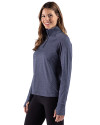 Philadelphia Union Cutter & Buck Adapt Recycled Soft Knit Stripe Womens Quarter Zip Pullover Navy Blue Heather Side Thumbnail Image