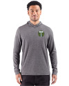 View image 1: Portland Timbers Cutter & Buck Adapt Recycled Soft Knit Stripe Mens Hooded Pullover Black Heather Front