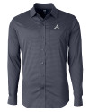 Atlanta Braves Cutter & Buck Versatech Geo Dobby Stretch Mens Big and Tall Long Sleeve Dress Shirt Liberty Navy Mannequin Thumbnail Image