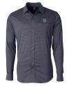 Chicago Cubs Cutter & Buck Versatech Geo Dobby Stretch Mens Big and Tall Long Sleeve Dress Shirt Liberty Navy Mannequin Thumbnail Image