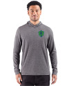 Seattle Sounders FC Cutter & Buck Adapt Recycled Soft Knit Stripe Mens Big & Tall Hooded Pullover Black Heather Front Thumbnail Image
