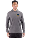 LA Galaxy Cutter & Buck Adapt Recycled Soft Knit Stripe Mens Big & Tall Hooded Pullover Black Heather Front Thumbnail Image