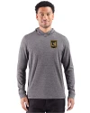 View image 1: LAFC Cutter & Buck Adapt Recycled Soft Knit Stripe Mens Big & Tall Hooded Pullover Black Heather Front