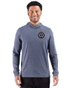 Philadelphia Union Cutter & Buck Adapt Recycled Soft Knit Stripe Mens Big & Tall Hooded Pullover Navy Blue Heather Front Thumbnail Image