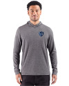 Sporting Kansas City Cutter & Buck Adapt Recycled Soft Knit Stripe Mens Big & Tall Hooded Pullover Black Heather Front Thumbnail Image