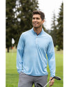 Cutter & Buck Coastline Recycled Double Peached Mens Big & Tall Quarter Zip Pullover Atlas Light Blue Lifestyle 3 Thumbnail Image