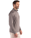 Cutter & Buck Coastline Recycled Double Peached Mens Big & Tall Quarter Zip Pullover Elemental Grey Side Thumbnail Image