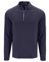 Cutter & Buck Coastline Recycled Double Peached Mens Big & Tall Quarter Zip Pullover Navy Blue Mannequin Thumbnail Image